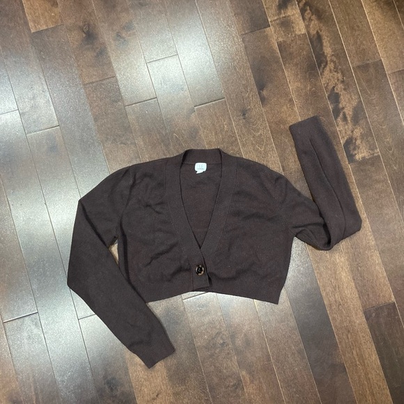 Cropped chocolate cardigan sweater - Picture 3 of 7